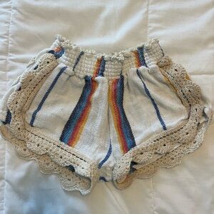 Linen and lace shorts.